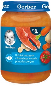 Gerber Bukiet Warzyw z Łososiem w Sosie Pomidorowym 190g
